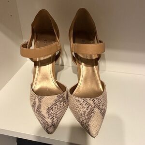 BCBGeneration Beige Snake Print Heels